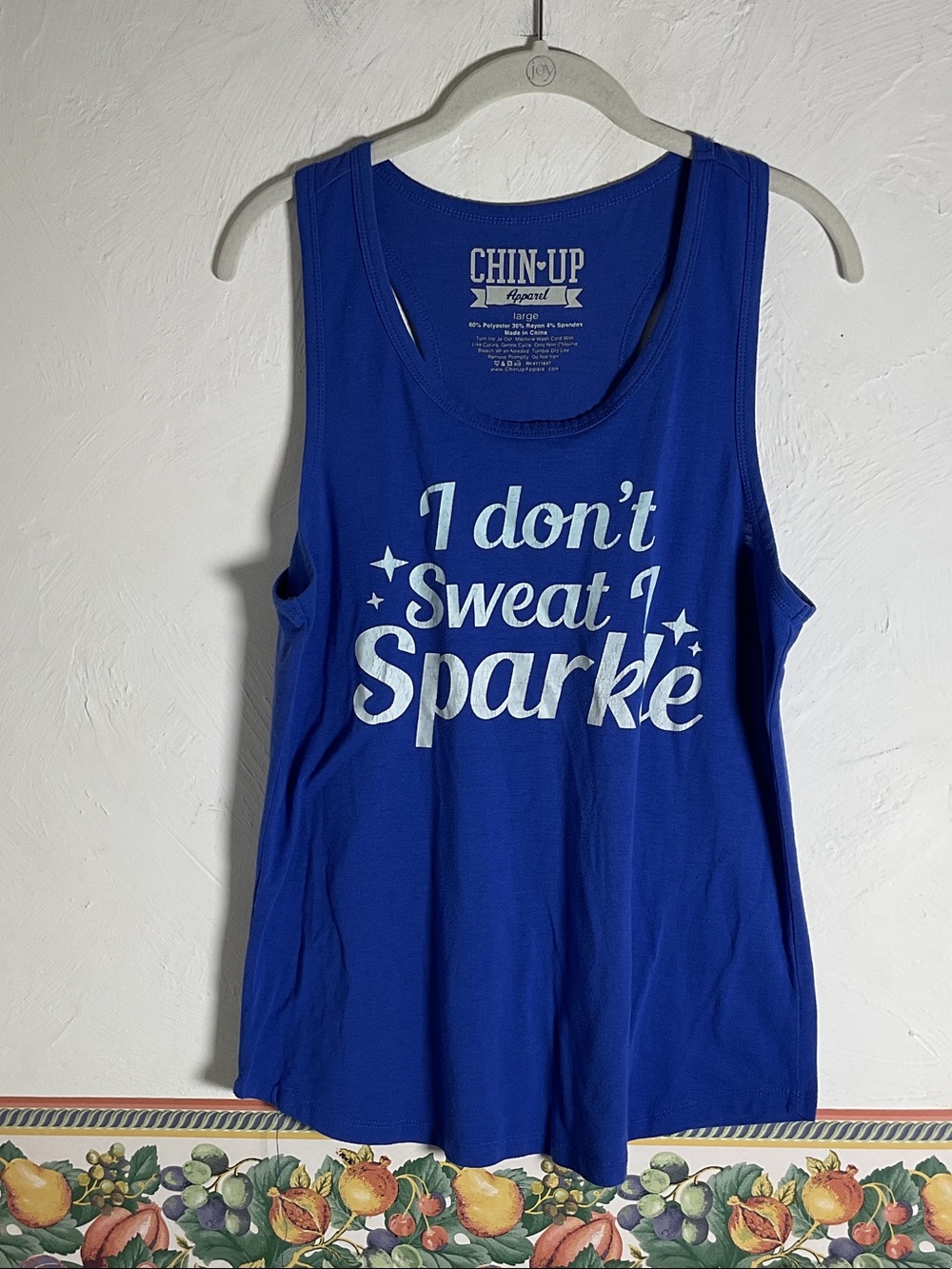 Chin Up Apparel Blue Graphic Racerback Workout Tank Size L